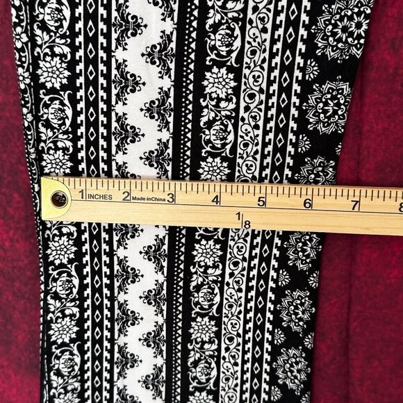 LOVE TREE HIGH RISE STRETCHY WOMENS PANTS, SIZE S, ELASTIC WAIST, FLARE FLORAL - Picture 7 of 10